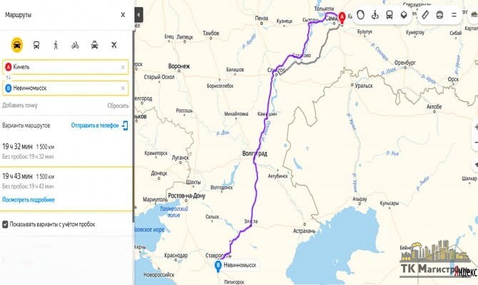 Маршрут перевозки зерноуборочных комбайнов